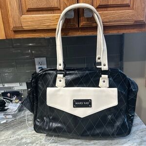 Vintage Mary Kay Large Black Cream Consultant Starter Travel Bag Tote Organizer
